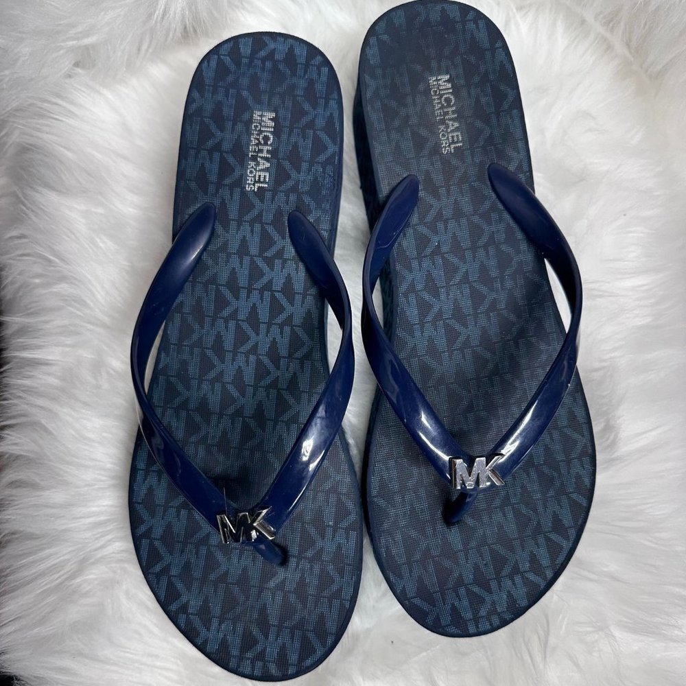 MK Signature Bedford wedge flip-flop sandals